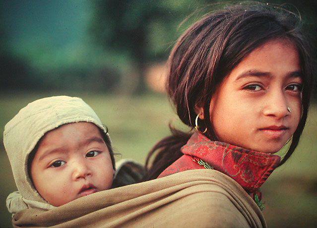 Girl with Baby - Nepal